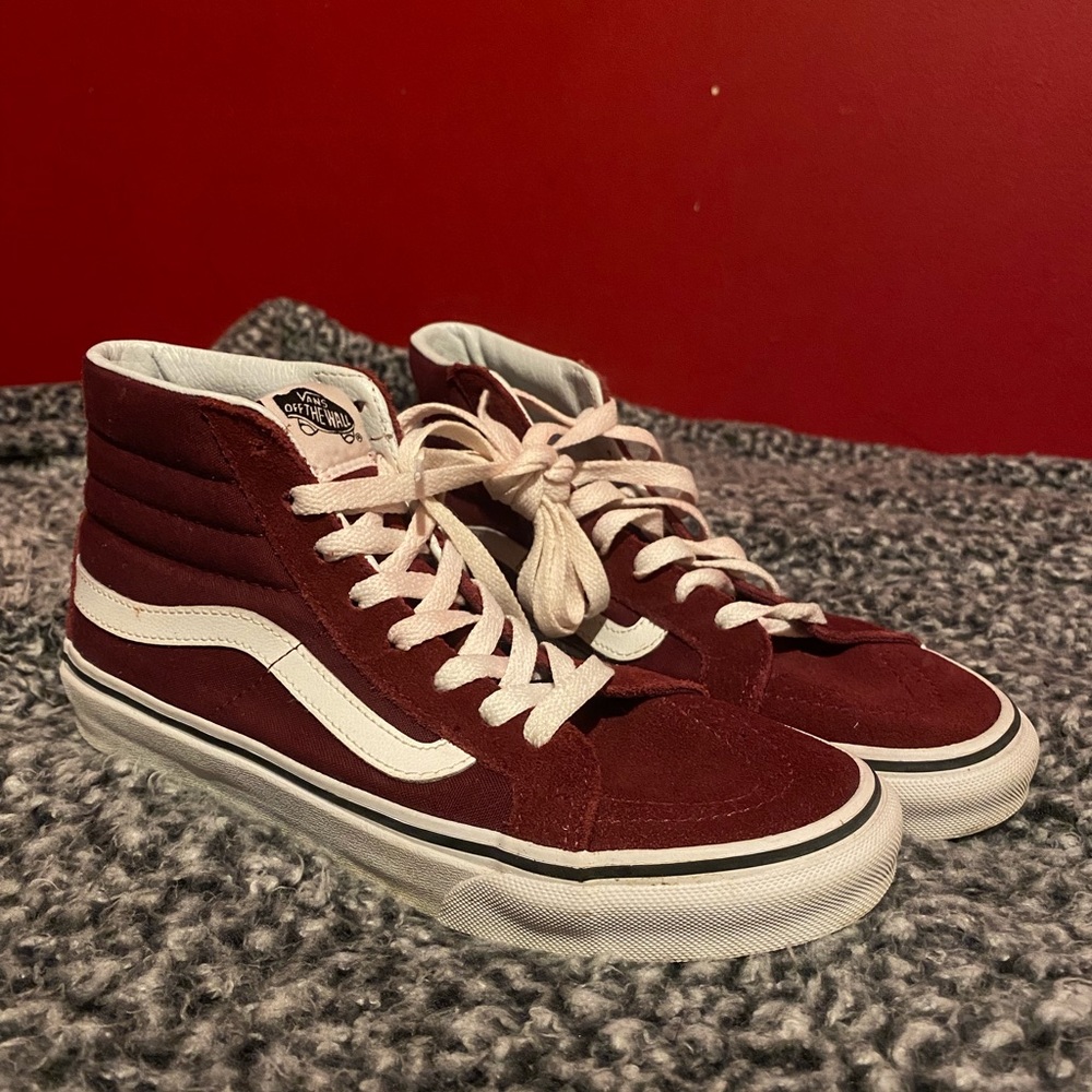 Dark red/Maroon sk8-hi vans mens size 6 ladies 7.5